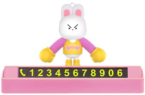 tedohamgan Car Parking Card Number Plate | Glowing Dashboard Sign - Bunny Design Temporary Phone Number Card,for Vehicle Automotive SUV Truck Interior