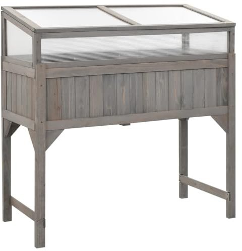 Mini Serre de Jardin, Potager sur Pieds Serre avec Couvercle Jardinière Surélevée 110x54x120 cm Bois de Sapin Massif