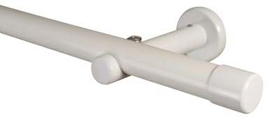 iso-design Gardinenstange weiss aus Metall, 20 mm Durchmesser, Vorhangstange für Wand- und Deckenmontage geeignet, Komplettset mit Halterungen und Endstück Kappe 200 cm