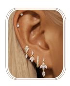 MILACOLATO Helix Piercing Ohr Ohrringe Creolen Ohrstecker Gold Silber | Damen Ketten Hypoallergene Ohrringe Hängend Medizinische Ohrstecker Set Schmuck Silber Knorpel Conch Tragus Helix Piercing