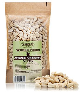 Chandra Whole Foods –Whole Cashew Nuts 500G -Low-GI Quality Raw Deshelled Cashew Nuts for Snacking, Curries, Smoothies, Baking, Cooking & Gravies -Gluten-Free & Keto, Rich in Protein, Vitamins & Fibre