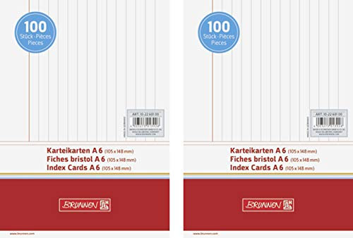 Brunnen Karteikarten, 180 g/m² (Weiß, A6 Liniert (200 Stück))