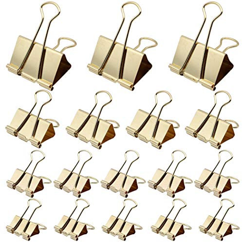 45 Stück Foldback Klammern Gold Vielzweckklammern Büroklammern Binder Clip 19/25/32/51mm