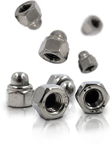 PROTECH 5 Stück Hutmuttern M8 DIN 986 selbstsichernd rostfrei Edelstahl A2 V2A Stoppmuttern mit Klemmteil und Innengewinde