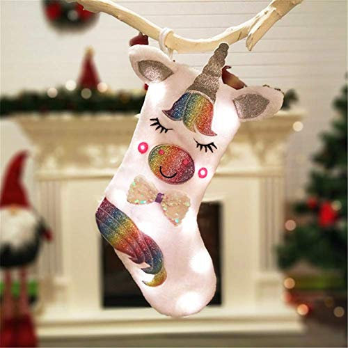 Molinter Weihnachtsstrumpf Nikolausstiefel Süßigkeitensack Einhorn Beutel zum Befüllen Weihnachtsstiefel für Kamin Nikolausstrumpf (Elk)