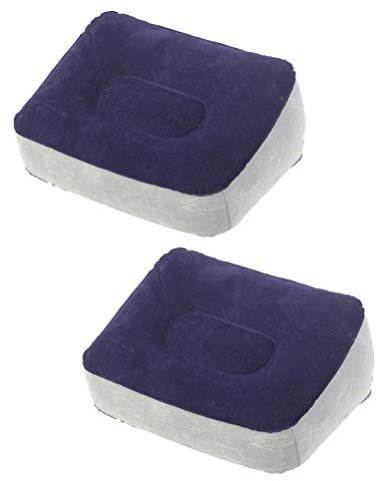 Lioobo 2 Stück aufblasbare Reise Fußstütze Kissen Fußstütze Kissen Reise Fußkissen für Flugzeuge Aufblasbarer Hocker Ottoman Grau+ Blau 2PCS