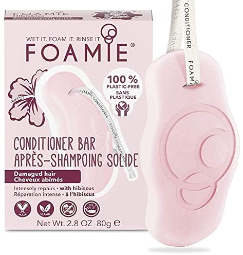 Foamie Fester Conditioner Geschädigtes & Fettiges Haar mit Hibiskus-Extrakt, Spülung Haare für Kraft & Elastizität, Haarpflege 100% vegan, plastikfrei, 80g