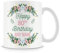 80th Birthday Gift for Women - Birthday Flowers Design Personalised Mug/Cup - Add Name