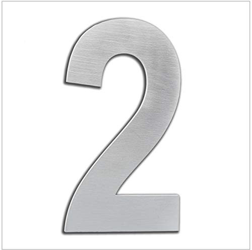 HERRAJES EVI Numero civico esterno, portale o garage, 16 cm, acciaio inox AISI 304, installazione adesiva (numero 2), 160 mm