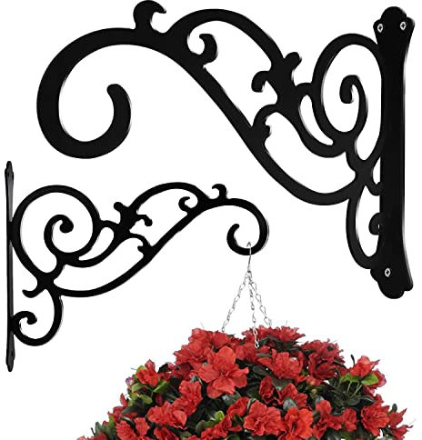 GSY Robuster Hängende Pflanzen Haken 2er, 29cm Wandhaken zum Aufhängen von Laternen, Eisen, für Innen- und Außenbereich, Dekoration für Pflanzgefäße, Haken, Vogelfutterspendern, Windspielen…