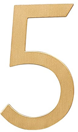 Zayookey Brass House Number Sign 2 Inch Metal Home Address Numbers Modern 3D Mailbox Numbers for Hotel Room Door Street Plaque (Door Number 5)