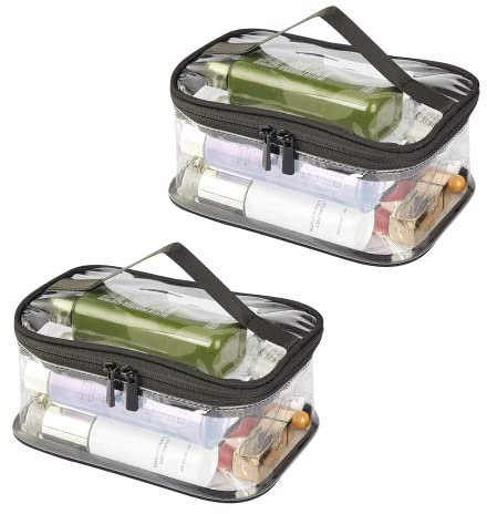 Borse da Toilette Trasparente 2 Pezzi Impermeabile PVC Sacchetto di Cosmetica da Viaggio Portatile Pochette Trucco con Cerniera per Uomini e Donne