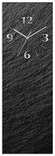 ARTLAND Wanddeko Wanduhr ohne Tickgeräusche aus Glas Quarzuhr 20x60 cm Rechteckig Lautlos 20x60 cm Schieferoptik U1RE