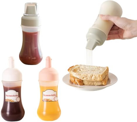 RROAD 4PACKS Kunststoff-Quetschflaschen mit fünf Löchern mit Kappen Ketchup Messbare Condiment Quetschflaschen perfekt für Ketchup Grillen Saucen Gewürze
