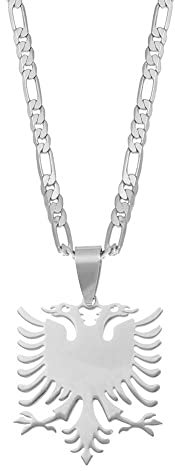 YZyizhen Albanien-Adler-Umrisskarte-Anhänger-Halskette – Land-Totem-Anhänger, Dünne Kette, Patriotischer, Zierlicher Schmuck, Ethnischer Stil, Hip-Hop-Frauen Herren Mädchen, Unisex-Geschenke,Weiß,Ei