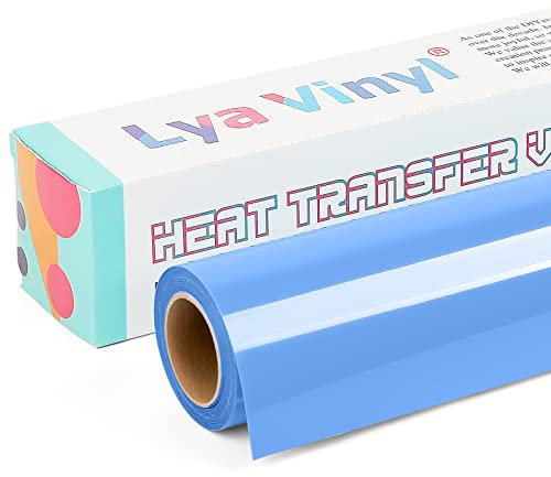 Lya Vinyl Sky Blue Heat Transfer Vinyl 12 x 10ft Sky Blue Iron on Vinyl Roll for Cricut, Silhouette Cameo, Premium HTV for DIY Clothes, Bags, Shoes and Other Textiles