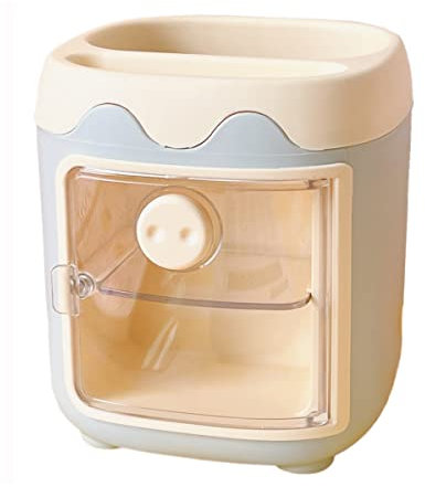 Verve Jelly Desk Pencil Pen Holder, Makeup Brushes Pen Holder Pig Shape Stationery Storage Box Pen Organizers with 2 Compartments Cute Stationery Supplies for Office, School, Home, Blue, 4.1*4.1*4.3in