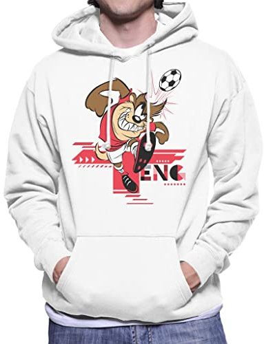 All+Every Looney Tunes Football Taz for England Header Men's Hooded Sweatshirt White