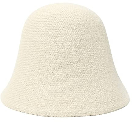 Damen Winter Fischerhut Mode Glockenhut Strick Cloche Mütze Wintermütze Damen Winter Warm Mütze Weich Winterhut Damenmütze Faltbar Damenhut Elegant Strickmütze Vintage Wolle Eimerhut Stil C One Size