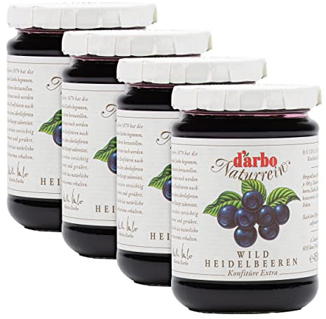Food-United KONFITÜRE EXTRA Wild-Heidelbeere 6x 450g Glas von DARBO Naturrein bluberry jam Blaubeerkonfitüre passend für Frühstück Waldbeer-Kuchen Schwarzbeer-Füllungen Wildbeer-Gebäck (6)