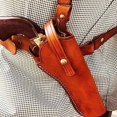 Schulterholster, Schulter-Pistolenhalfter, Verstellbares Mittelalterliches PU-Leder Pistolenholster Retro Revolver Holster für Damen und Herren A
