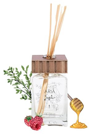 Profumatore per ambiente di design QC Terme Aria Garda 250 ml, diffusore a bastoncini, fragranza al miele, lampone, uva e zagara Made in Italy