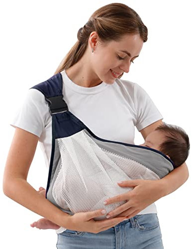 CUBY Tragbare, atmungsaktive Babytrage Air 3D Mesh Gewebe Einfache Kleinkind Trage Verstellbare Tragegurte Baby Wrap Carrier für Neugeborene bis 0-24 Monate 20,4 kg
