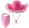 NOPEILVI Frauen Cowboyhut, Flauschige Federkammhüte Feste Farbe Sonnenhüte, rosa Cowboyhut Cowgirl -Hüte mit Schal -Kostüm -Accessoire Set für Dating Party Kostümparty 2pcs