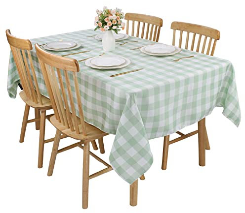 Gingham-Tischdecke, Polyester, 140 x 200 cm, rechteckig, kariert, knitterfrei, für Zuhause und Party, festliche Dekorationen, Stoffkarierte Tischdecken (Hellgrün)
