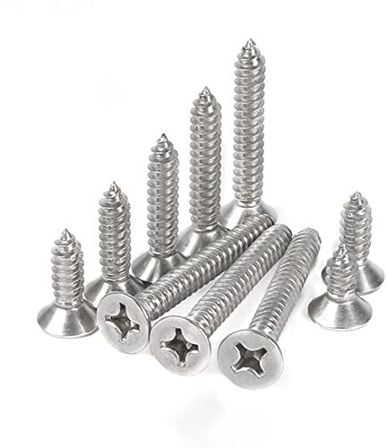 50 viti autofilettanti, viti multiuso M8 x 30 mm, in acciaio inox 304, viti a testa piatta Phillips per legno, cartongesso e mobili