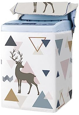 Odot Housse de Protection pour Machine à Laver, Chargement par Le Haut Couvre-Machine Protecteur Anti-Poussière Couverture pour Machine Sèche-Linge et Lave-Linge (Triangle,L (6.8-8kg))
