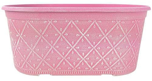 AKKIN Garden Supplies Prism Decorative Plastic Oval Trough Planter Pot 16- Pink - Suitable for Indoor and Outdoors