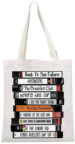 JTOUK 80er-Jahre-Film-inspirierte Canvas-Tragetasche für klassische Retro-Filmliebhaber der 80er Jahre, Back to Future Tote EU, 13.78 inch x 14.96 inch, Large