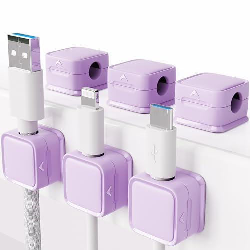 smofish Kabelhalter Kabelclips Kabel Management, 6 Pack Magnetische Schreibtisch Kabel Organizer, Stark Haftende Draht Ladegerät Halter für Nachttisch, Küchengeräte
