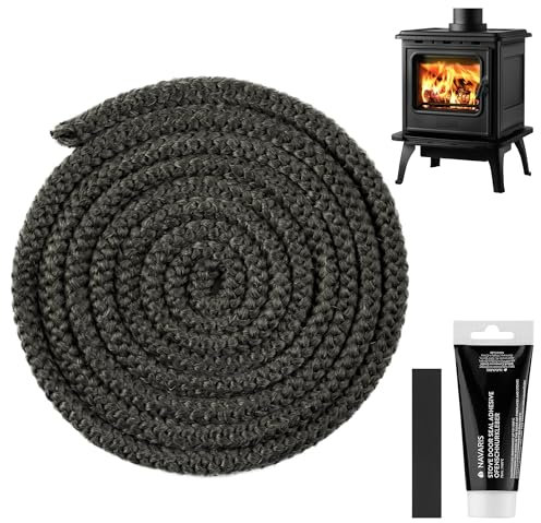 Navaris Cinta selladora para Horno - Cordón sellador para Horno - Cordón sellador para Estufa de Chimenea - 3 m de Largo 14 mm de diámetro - con Pegamento y Adhesivo