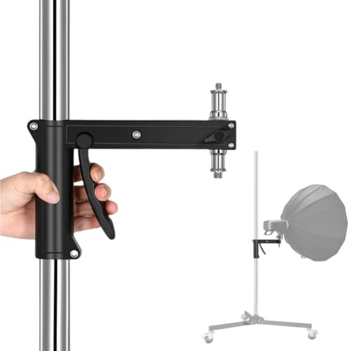 BOLLUMA Photography Pistol Grip Sliding Arm Aluminum with Reversible 1/4 to 5/8 Baby Pin Stud, Light Stand Grip for LED Video Light Monolights Softboxes Compatible with ø1.4/35mm Center Column