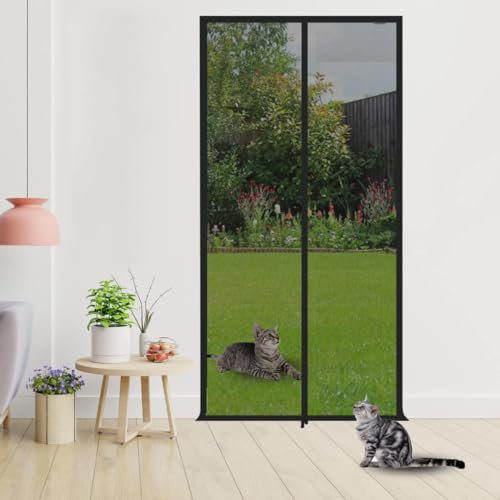 Katzentürgitter, Passend For Türgrößen Von 80 Cm X 200 Cm, Verdickte, Katzenresistente Netzgittertür For Wohnzimmer, Schlafzimmer, Küche, Terrasse, Kratzfestes Gitter For Hunde Und Katzen Mit Reißvers