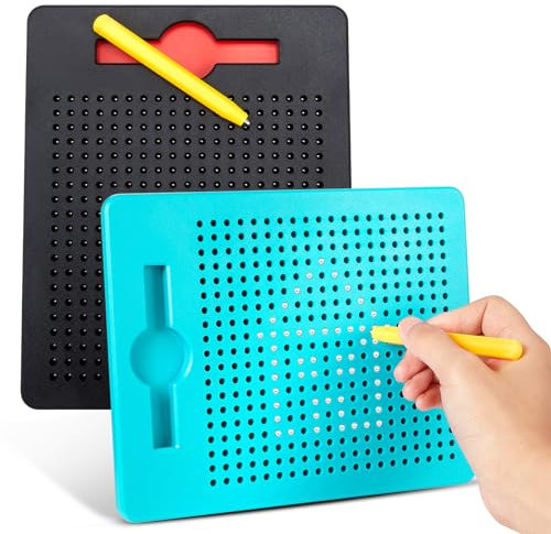 Faccito 2 Petites Tableaux à Dessin Magnétiques Tablette Magnétique avec Stylo Planche en Acier Tableau de Griffonnage pour Enfant Cadeau Éducatif (Noir, Bleu Lac)