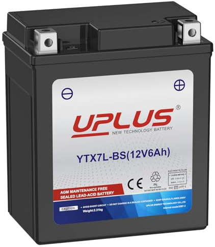 UPLUS Replacement for YTX7L-BS Agm Battery, Maintenance Free 12V 6AH SLA Batteries ATV Snowmobile Scooter Motorcycle Battery