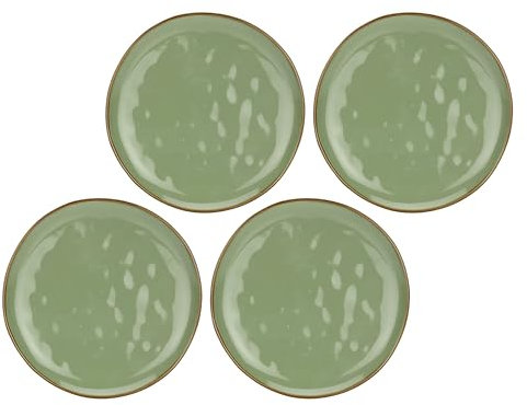 Rose & Tulipani Concerto Piatto Frutta Colazione 20cm Verde Oliva Set 4 Pezzi Stoneware