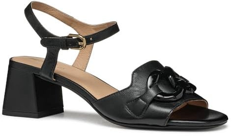 Geox D New ERAKLIA 50 T C, Sandalia Tacón Mujer, Black, 37.5 EU