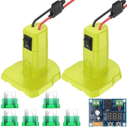 Xiatiaosann Power Wheel Akku-Adapter für Ryobi 18V Akku-Konverter-Kit, Stromanschluss, mit 12AWG Kabelbaum Schalter & Sicherung, Niederspannungs-Schutzmodul (2 Pack)