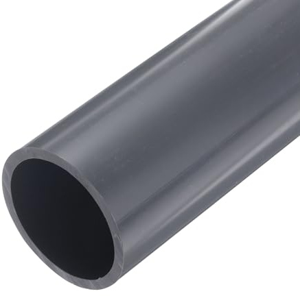 sourcing map Tube rond rigide en PVC de 5,1 cm (DI x DE x L) - 51,8 mm x 60 mm x 22,9 cm - Gris clair - Résistant aux impacts - Pour tuyaux d'eau, travaux manuels, manchon de câble