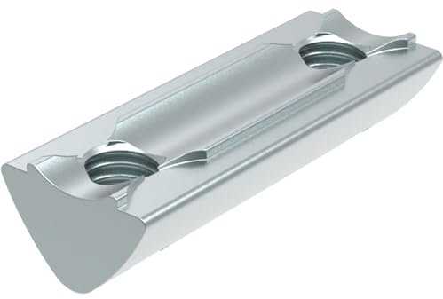 Fath Doppelnutensteine M5 einschwenkbar für Automatikverbinder Nut 6 - Nutenstein mit Führungssteg I 58mm, Stahl verzinkt - 10 Stück