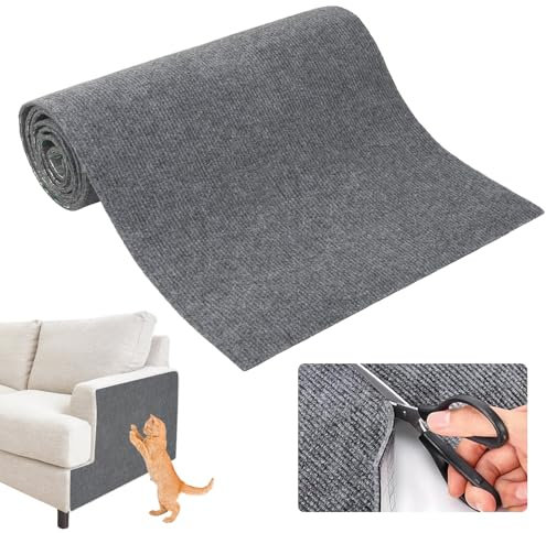 Amexo Tapete Autoadhesivo para Rascar Gatos, 200 × 40 cm Climbing Cat Scratcher Tapete Rascador para Gatos, DIY Alfombra Rascador para Gatos Recortable para Proteger Alfombras y Sofás (Gris)