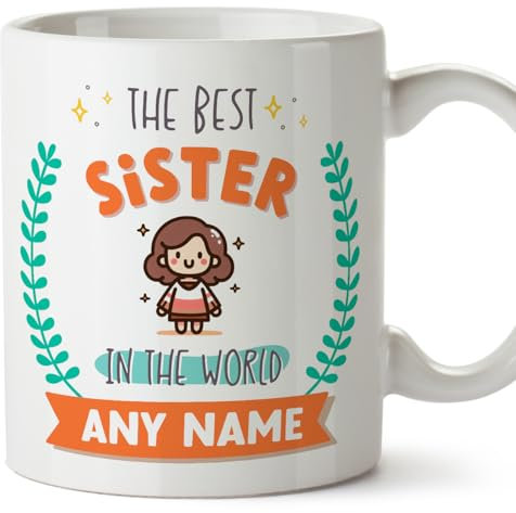 MUGFFINS Sister Mug - in English - World's Best - with Doodle - Funny Gift - Ceramic 11oz Mug