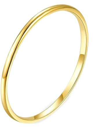 Bishilin Weißgold Ring ohne Stein Damen, Ring Weißgold 375 9k Echt Schmal 1.8MM Bandring Eheringe Verlobungsringe Nickelfrei für Frauen Gr.60 (19.1)