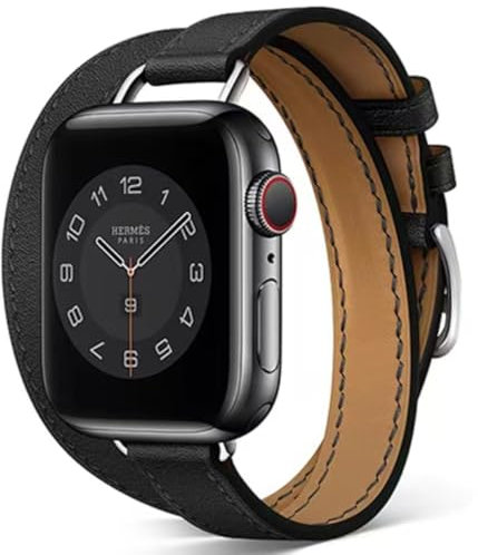 AIYIRUO Compatibile con Cinturino Apple Watch Cinturino Series 10 Double Tour in Vera Pelle Doppio Giro per iWatch per le Donne Uomini, per iWatch Ultra SE Series 10 9 8 7 6 5 4 3 2 1