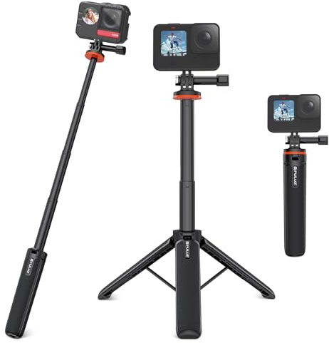 PULUZ Trípode de extensión de 52 cm para Insta360 One X2 X3 X4, mini trípode para DJI Action 5 Pro Pocket 3 Ation3 4 para GoPro 13 12 11 10 9