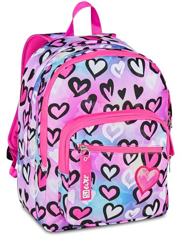 SJ GANG STYLE JAM GANG Zaino Doppio Scomparto Sj Ever, Lilla, Tasca Porta Borraccia, Maxi Capienza, Schienale Preformato, Zaino Scuola Elementare, Bambina